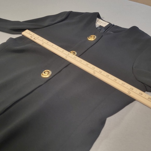 Vintage 90s Evan Picone Dress Black Gold Button Retro Career Women's Size 8 - Picture 6 of 8